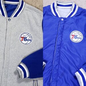 Philadelphia 76ers JH Design Reversible Jacket XL Gray/Royal Fleece Snap Buttons